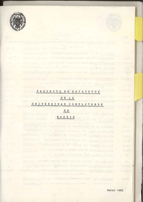 Proyecto de estatutos de la Universidad Complutense de 1985