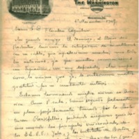 Carta de Modesto López Otero dirigida a Florestán Aguilar, narrando el desarrollo de su viaje por universidades americanas.