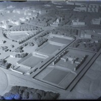 Fotografía de la maqueta del proyecto de reconstrucción de la Ciudad Universitaria
