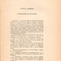 Primera página de los estatutos de la Universidad de Madrid de 1919