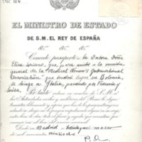 Pasaporte de Elisa Soriano Fischer para asistir a la reunión general de la Medial Women's International Association, 1919, (AGUCM, 132/11-028)